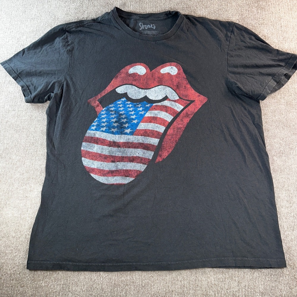 Rolling Stones No Filter Tour 2021 T-Shirt XL Black American Flag Tongue Graphic
